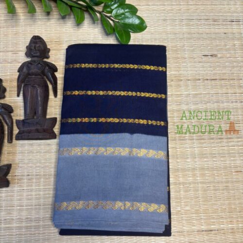 Navy Blue Leaf Velthari Sungudi Saree