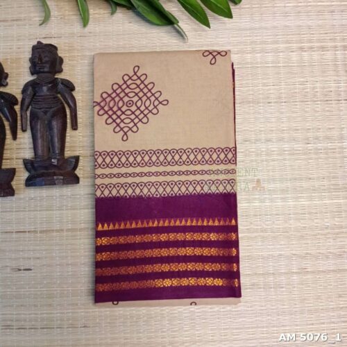Beige Kolam Sungudi Saree