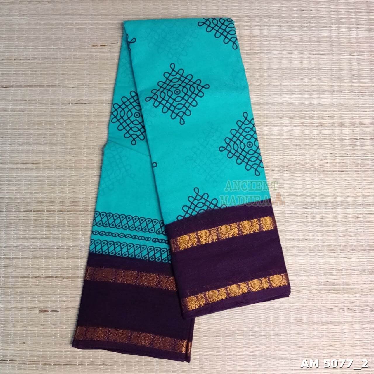 Blue kolam Sungudi Saree