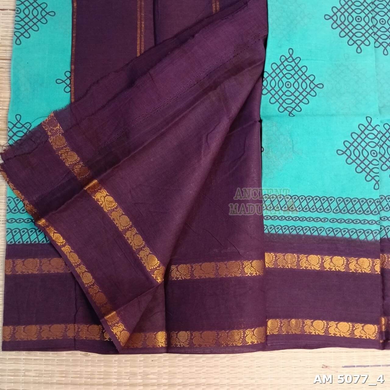 Blue kolam Sungudi Saree