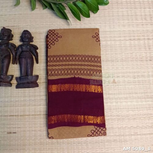 Beige Kolam Sungudi Saree