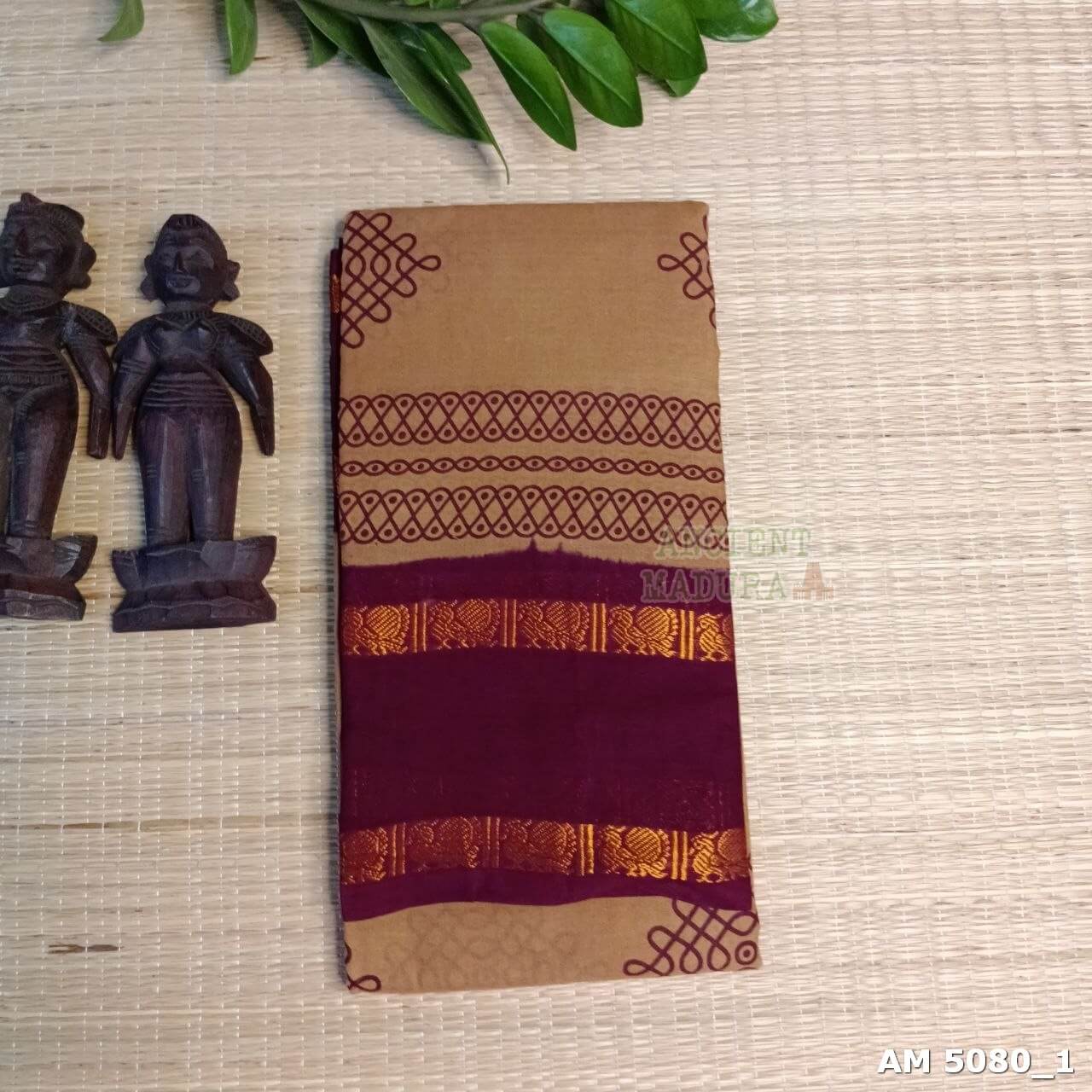 Beige Kolam Sungudi Saree
