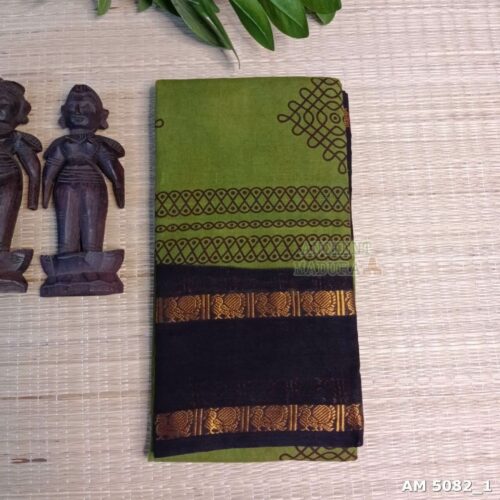 olive green Kolam sungudi saree