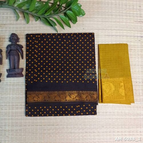 Premium Coffee brown single dot Sungudi saree