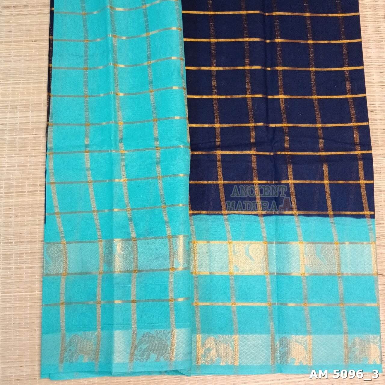Navy Blue Pavithra Kattam sungudi saree