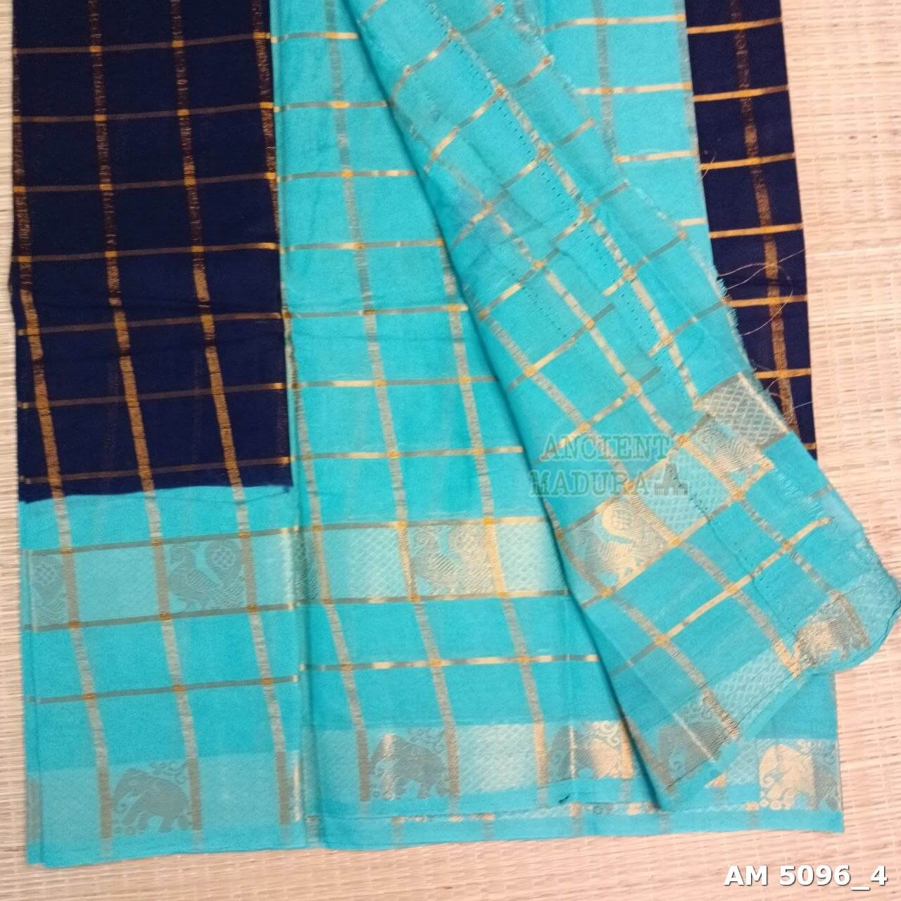 Navy Blue Pavithra Kattam sungudi saree
