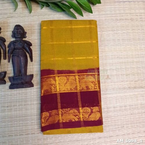 Mustard Pavithra Kattam sungudi saree