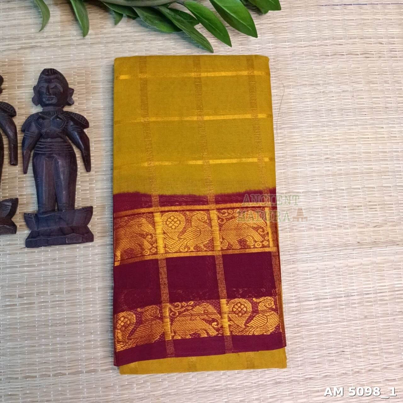 Mustard Pavithra Kattam sungudi saree