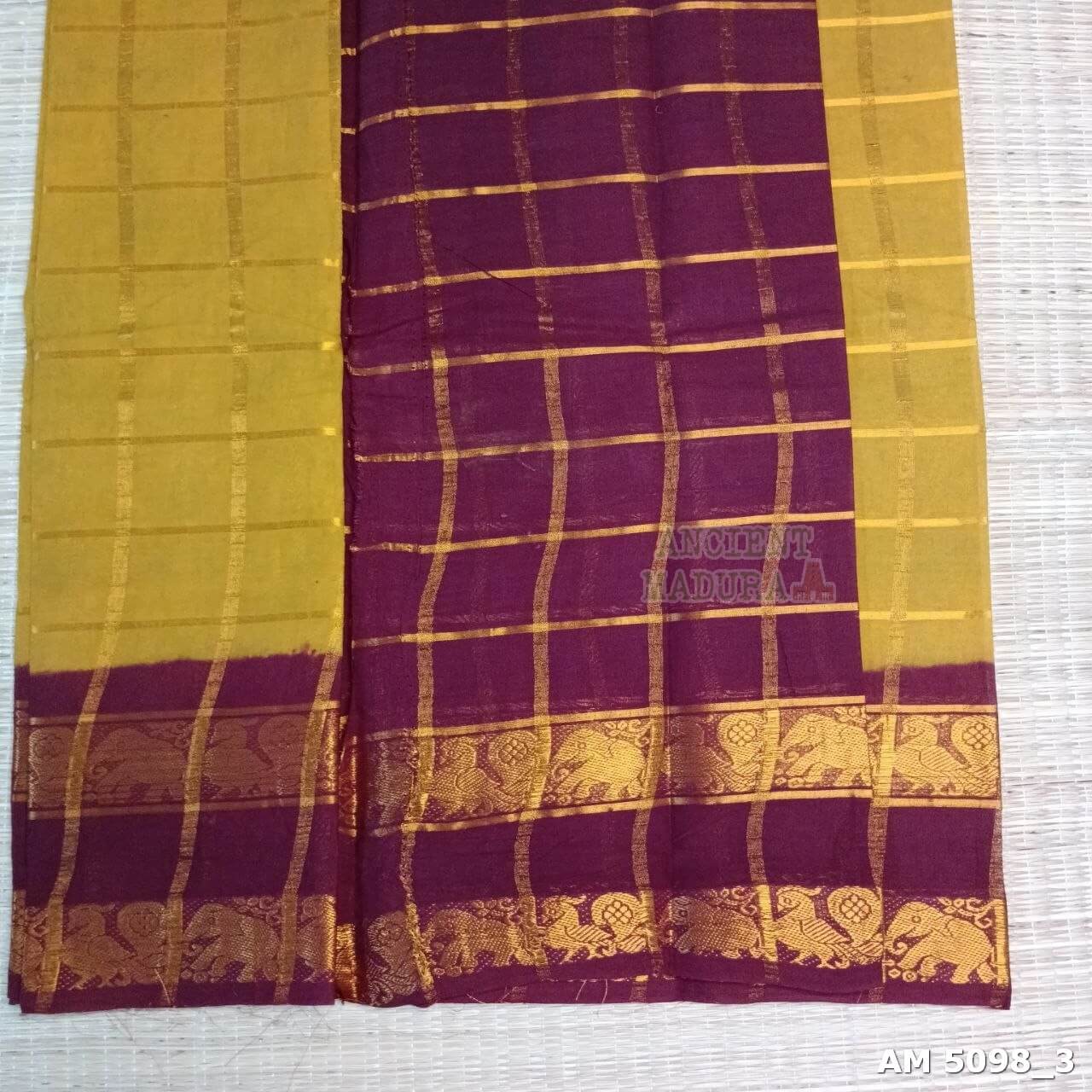 Mustard Pavithra Kattam sungudi saree