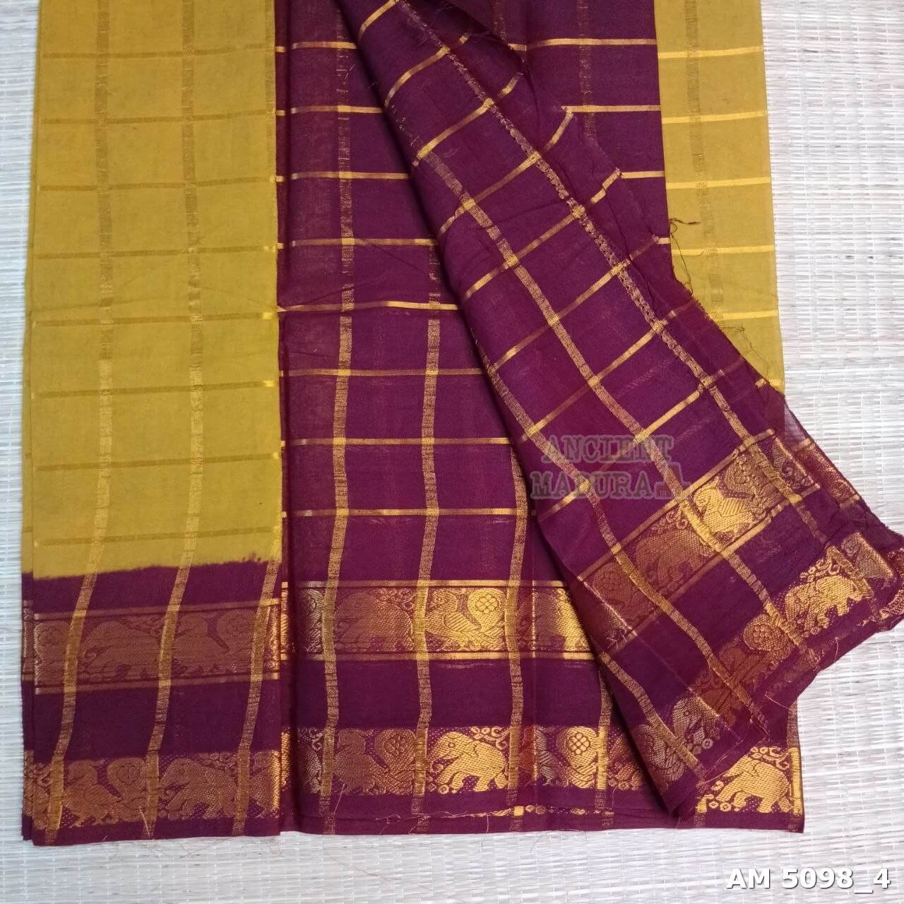 Mustard Pavithra Kattam sungudi saree