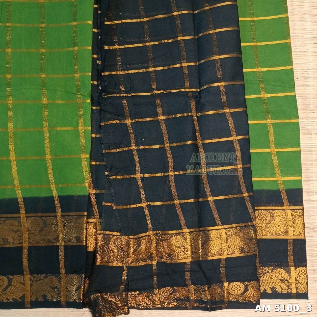 Green Pavithra Kattam Sungudi Saree
