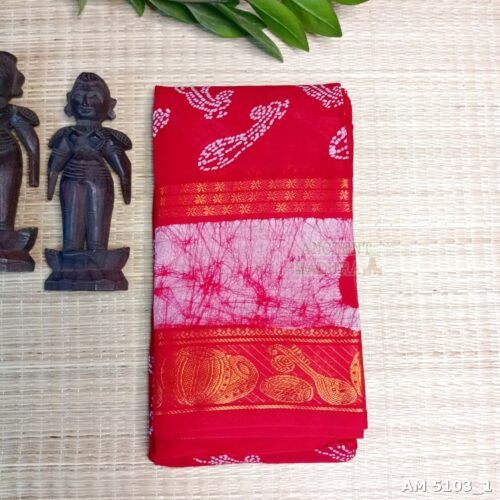 Red Musical Batik Sungudi Saree