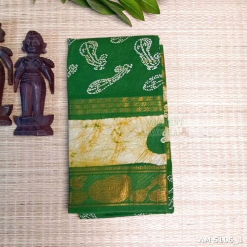 Leaf Green Musical Batik Sungudi Saree