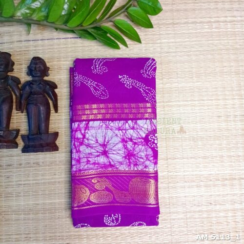 Vadamalli Violet Musical Batik Sungudi Saree