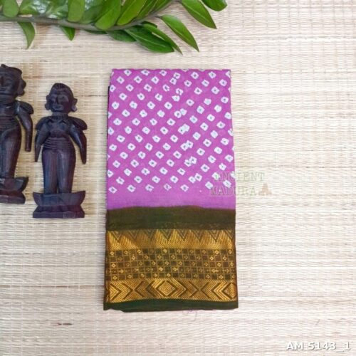 Baby pink Dotted Batik Sungudi Saree