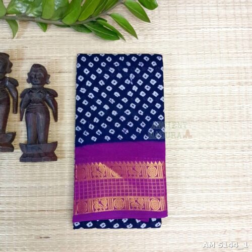 Navy blue Dotted Batik Sungudi Saree